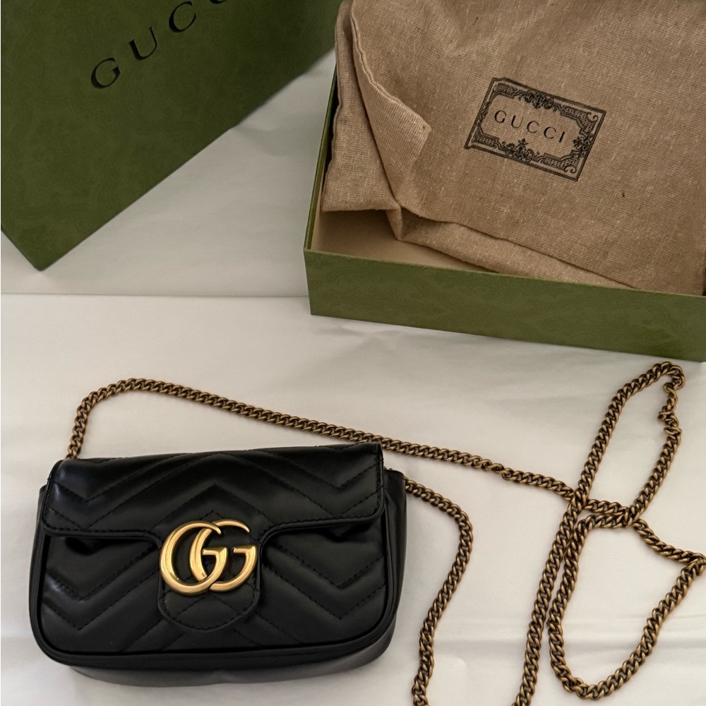GUCCI BLACK GOLD LEATHER CROSSBODY-  AUTHENTIC